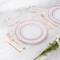 300 Pieces Rose Gold Disposable Plates for 50 Guests, Plastic Plates for Party, Tableware Sets of 50 Dinner Plates, 50 Salad Plates, 50 Spoons, 50 Forks, 50 Knives, 50 Cups(Rose Gold)